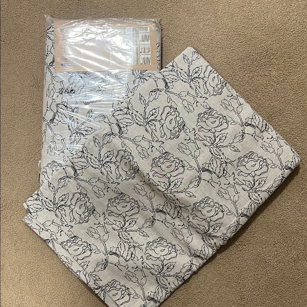 IKEA Floral Cream and Black Curtains Set of 2X2